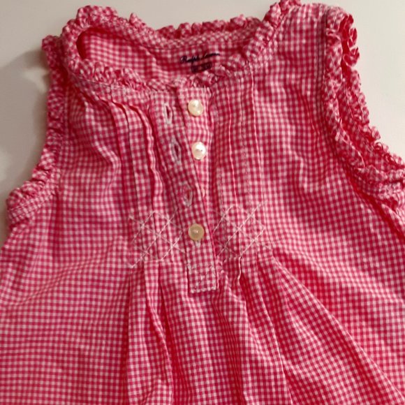 Ralph Lauren baby girl Sleeveless checker romper - Picture 1 of 4